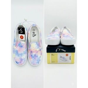 Art Class Carly Sneakers Kids Size 3 Tie Dye Slip On Canvas Shoes Pastel Purple